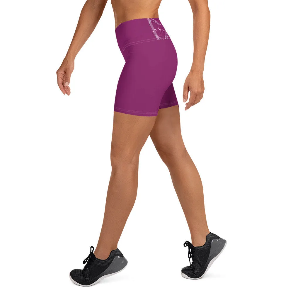 S.T.F.U Diamond Back Trim High Waisted Yoga Shorts - Purple
