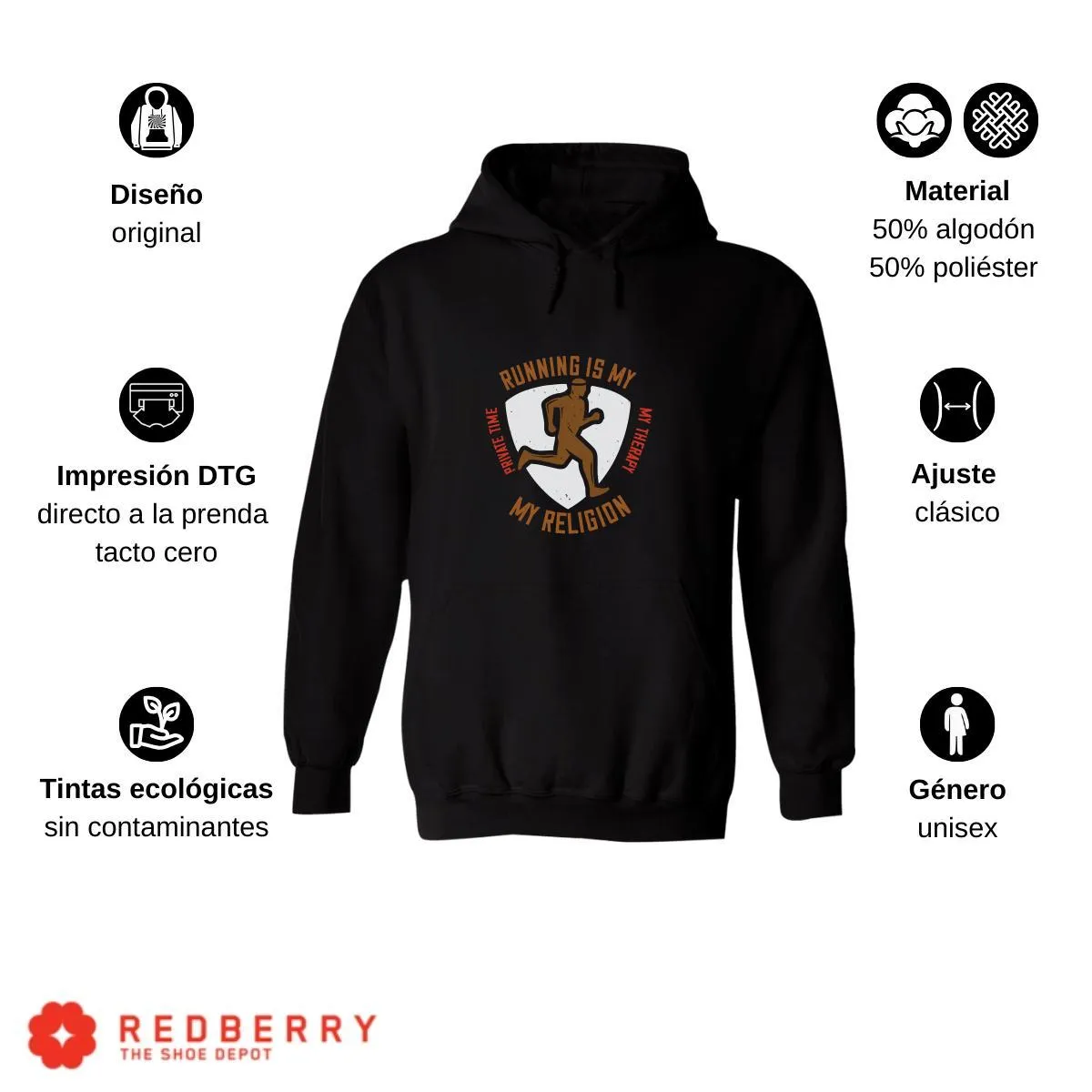 Sudadera Hombre  Hoodie Running Correr Maratón 030