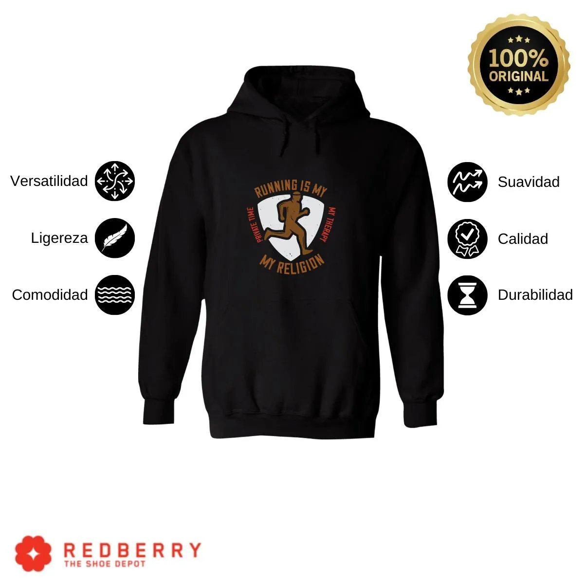 Sudadera Hombre  Hoodie Running Correr Maratón 030