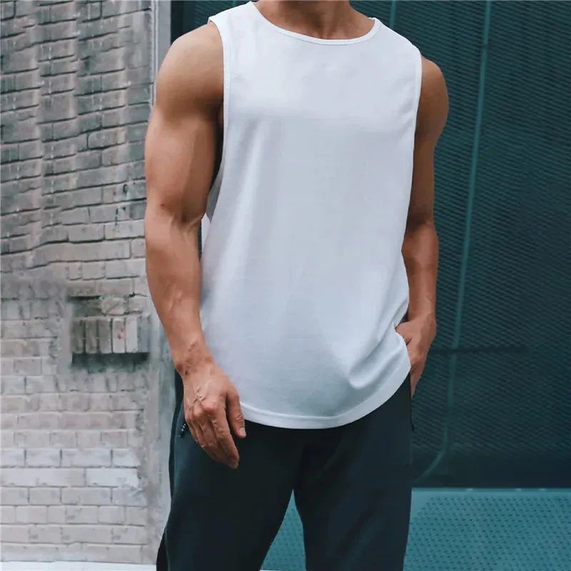 Summer Quick Dry Men's Sports T-Shirt - Solid Color Sleeveless Gym Muscle Tank Top, Fitness Gym Tops, Bodybuilding Running Tees