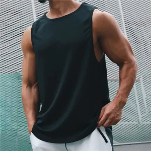 Summer Quick Dry Men's Sports T-Shirt - Solid Color Sleeveless Gym Muscle Tank Top, Fitness Gym Tops, Bodybuilding Running Tees