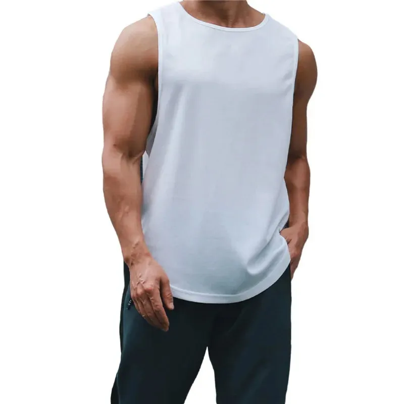 Summer Quick Dry Men's Sports T-Shirt - Solid Color Sleeveless Gym Muscle Tank Top, Fitness Gym Tops, Bodybuilding Running Tees