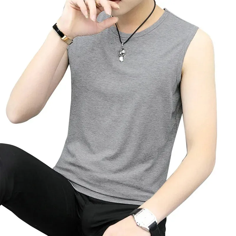 Summer Quick Dry Men's Sports T-Shirt - Solid Color Sleeveless Gym Muscle Tank Top, Fitness Gym Tops, Bodybuilding Running Tees