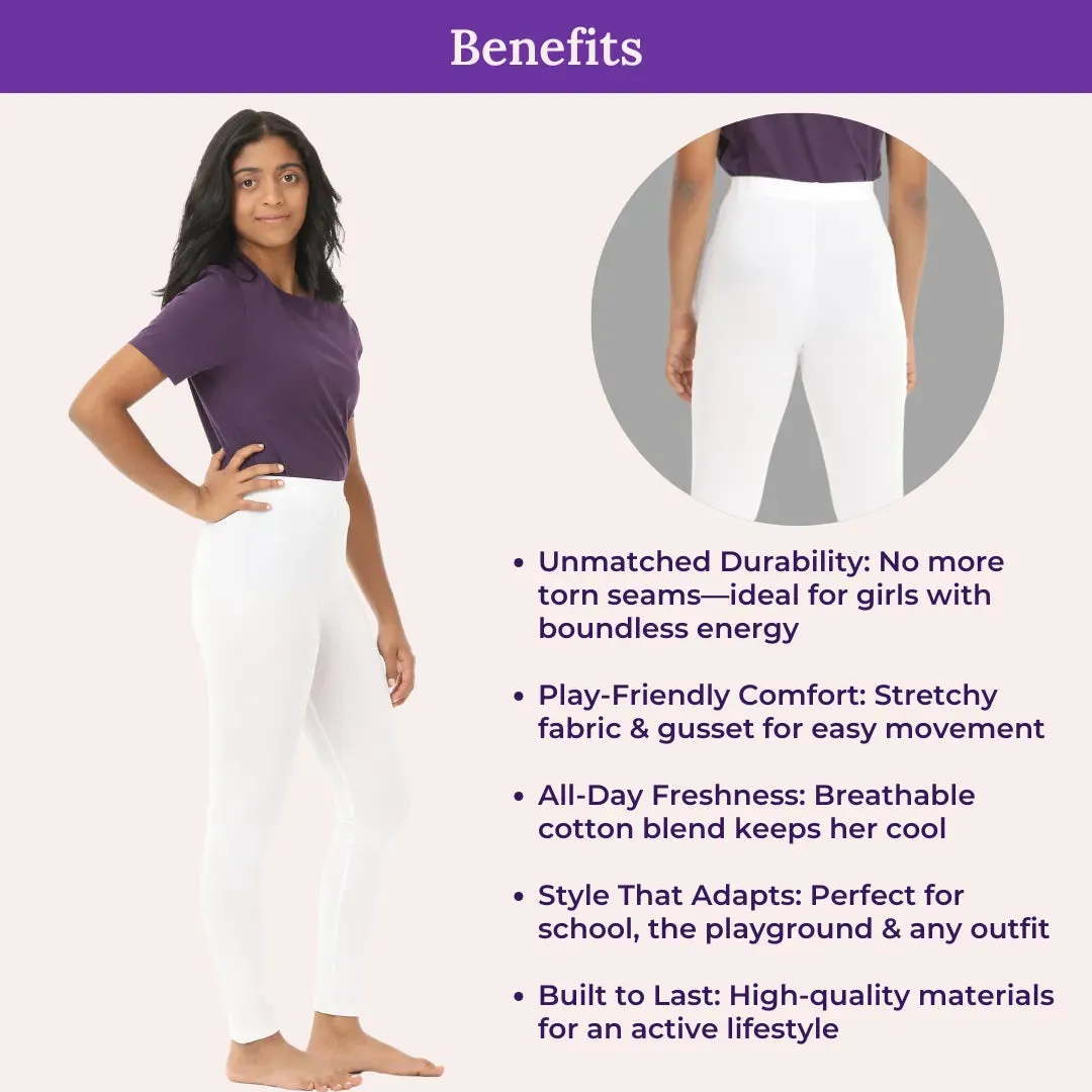 Teen Leggings | High Waist | Ankle Length | Non-See-Through | Soft Cotton & Elastane Blend | Gusset Crotch Prevents Ripping