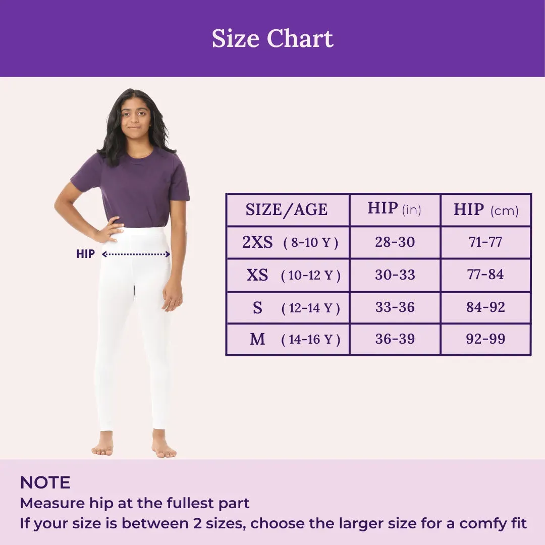 Teen Leggings | High Waist | Ankle Length | Non-See-Through | Soft Cotton & Elastane Blend | Gusset Crotch Prevents Ripping
