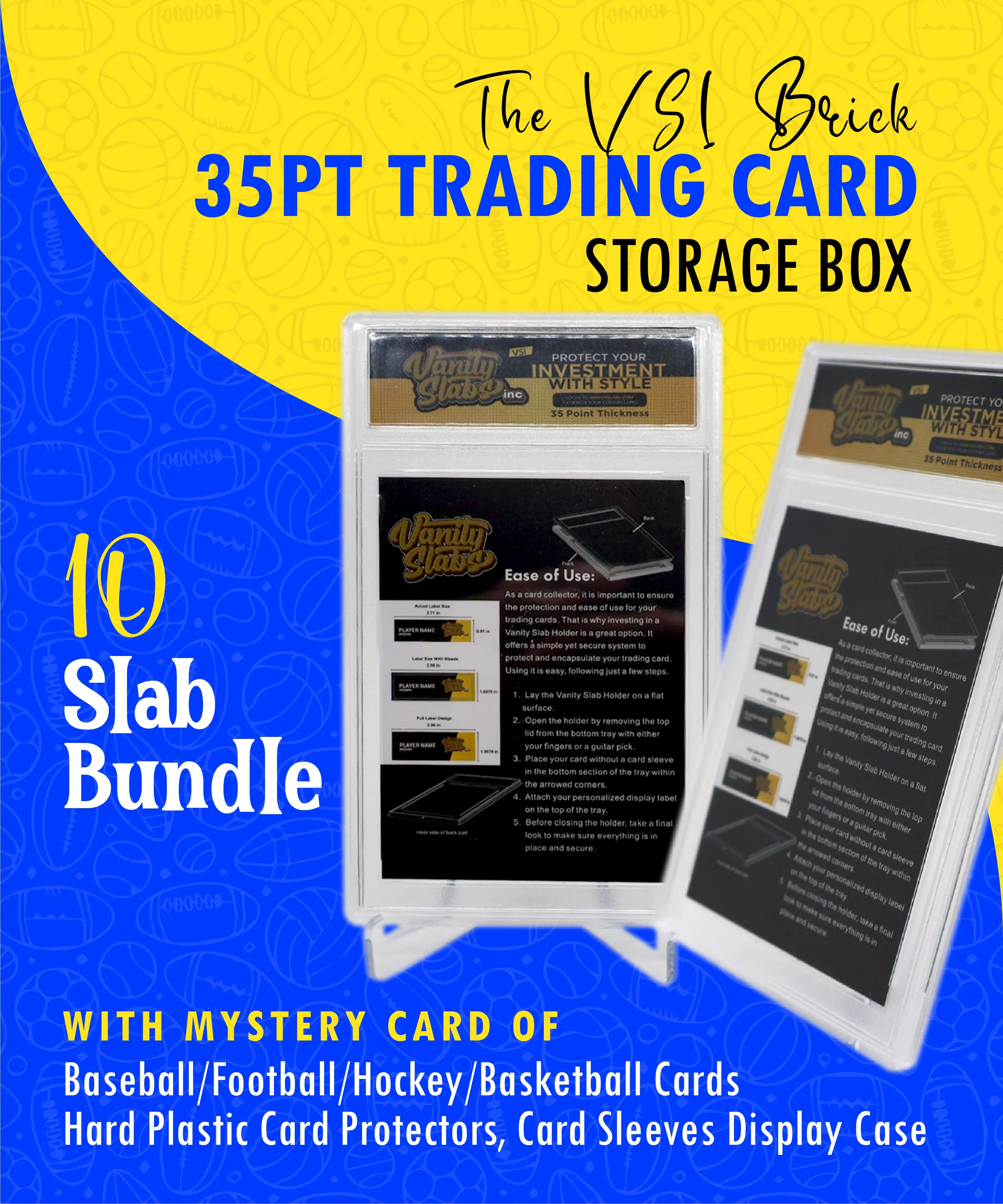 The VSI Brick - 10 Slab 35pt Bundle with Mystery Card Baseball Football Hockey Basketball Cards
