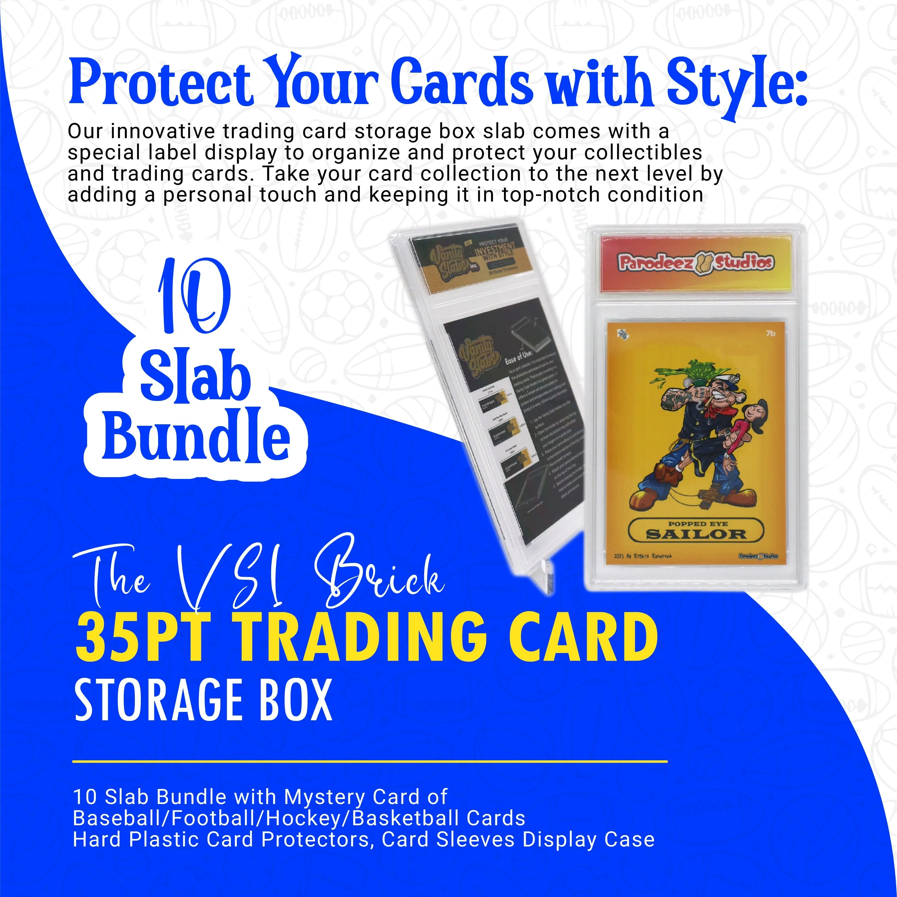 The VSI Brick - 10 Slab 35pt Bundle with Mystery Card Baseball Football Hockey Basketball Cards