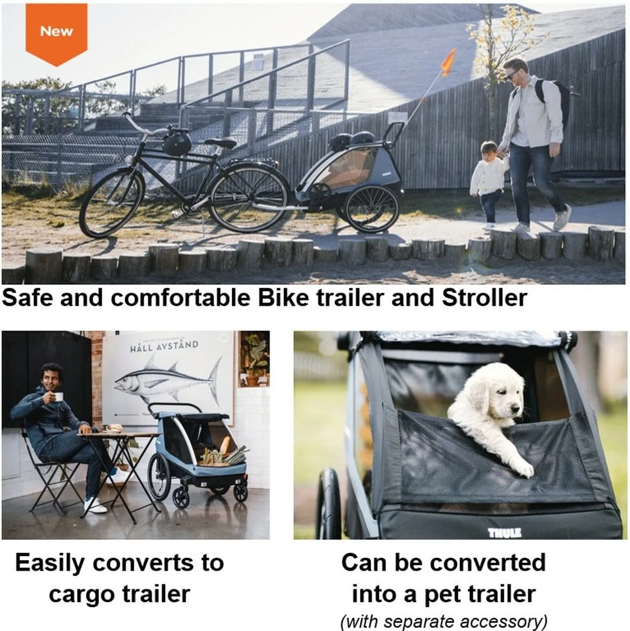 Thule Courier 2 Seat Kids Cargo Bike Trailer - Aegean Blue