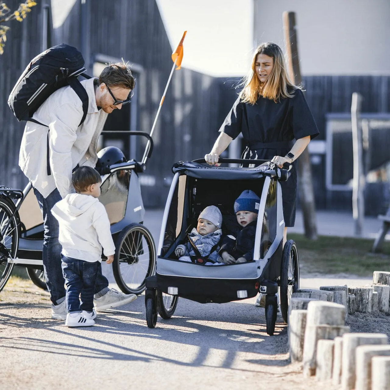 Thule Courier 2 Seat Kids Cargo Bike Trailer - Aegean Blue