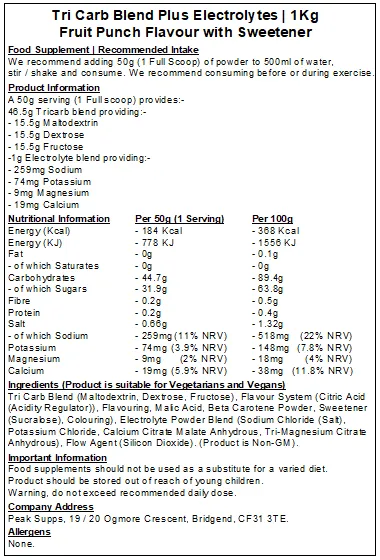 Tri Carb Plus - Carbohydrate & Electrolyte Blend