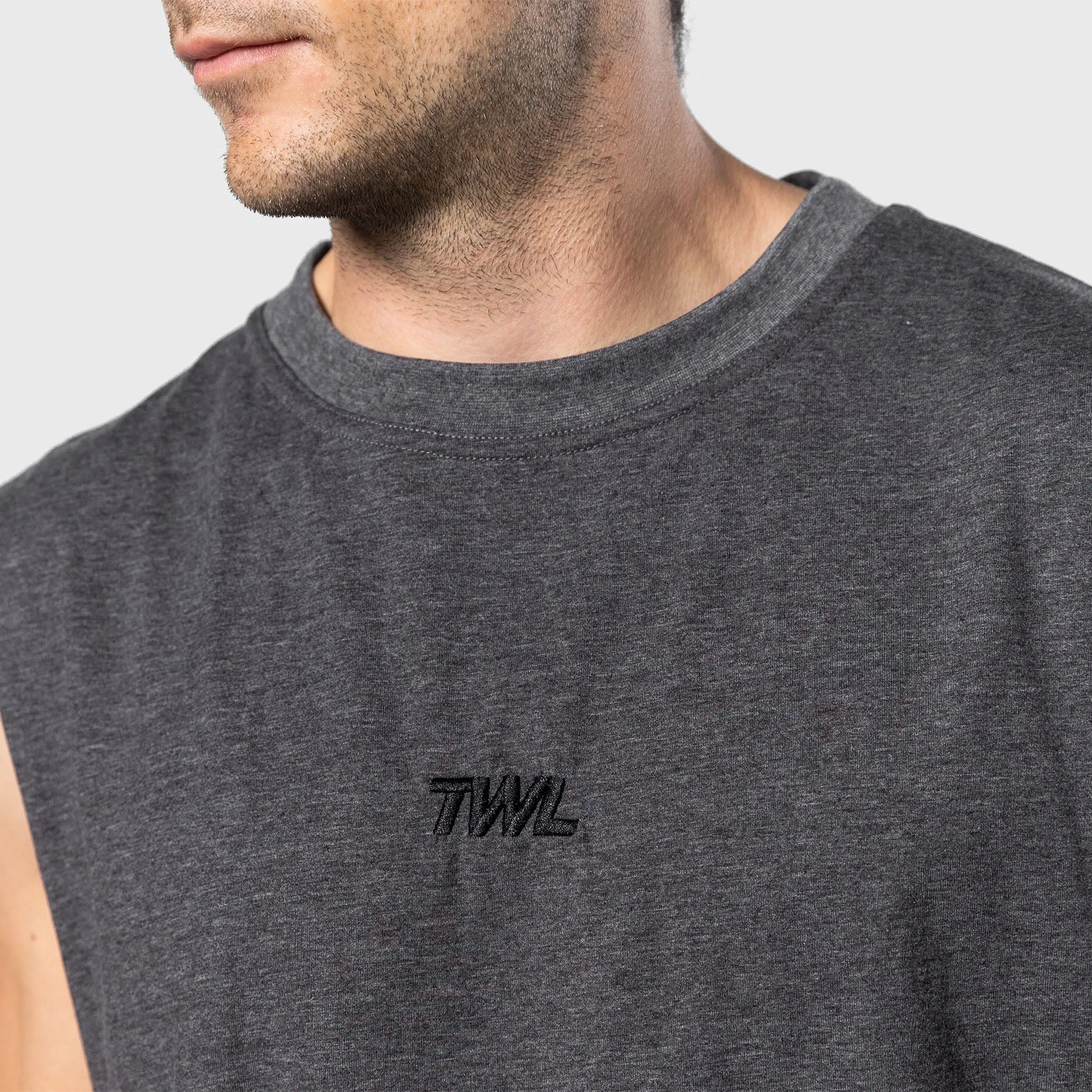 TWL - MEN'S OVERSIZED MUSCLE TANK - CHARCOAL MARL