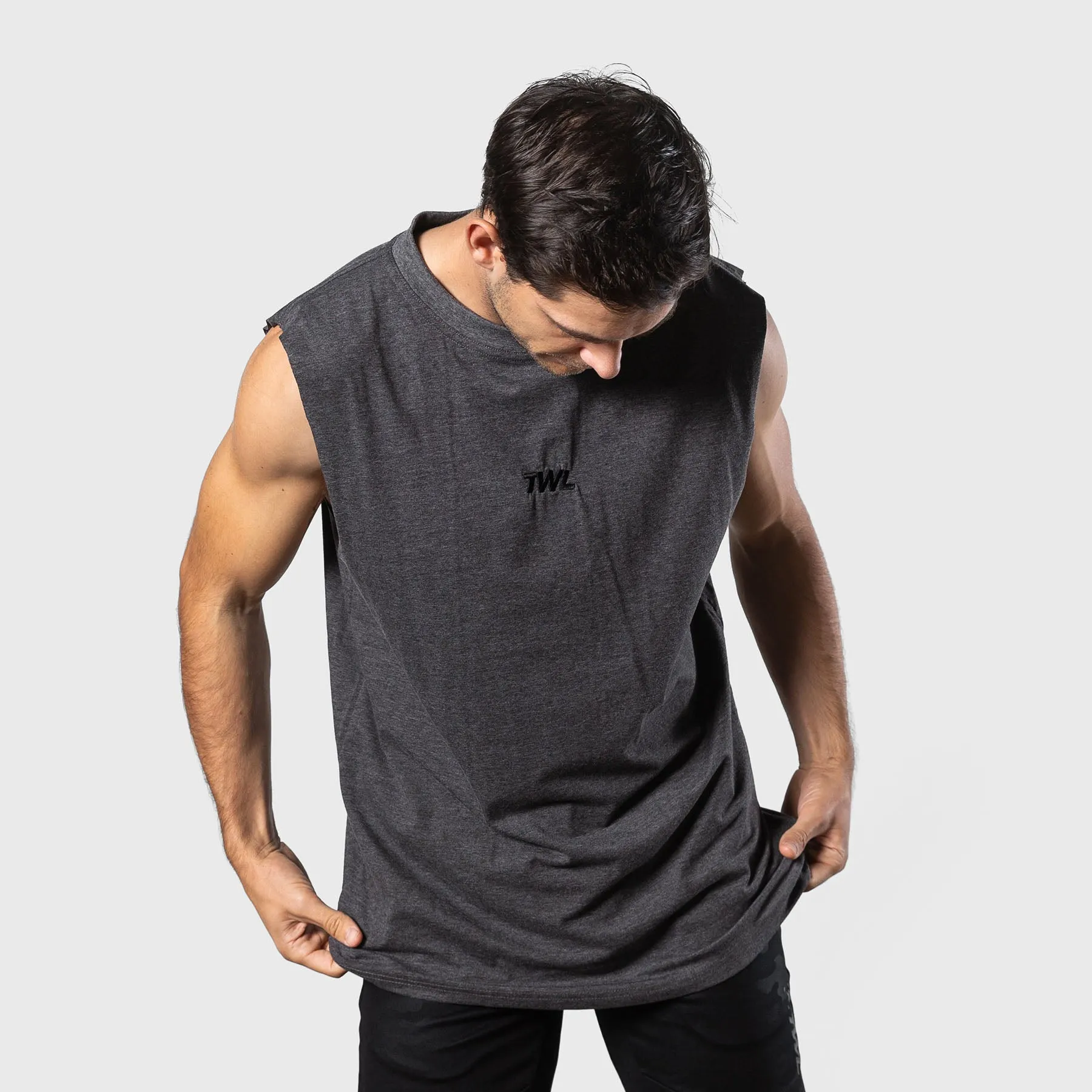 TWL - MEN'S OVERSIZED MUSCLE TANK - CHARCOAL MARL