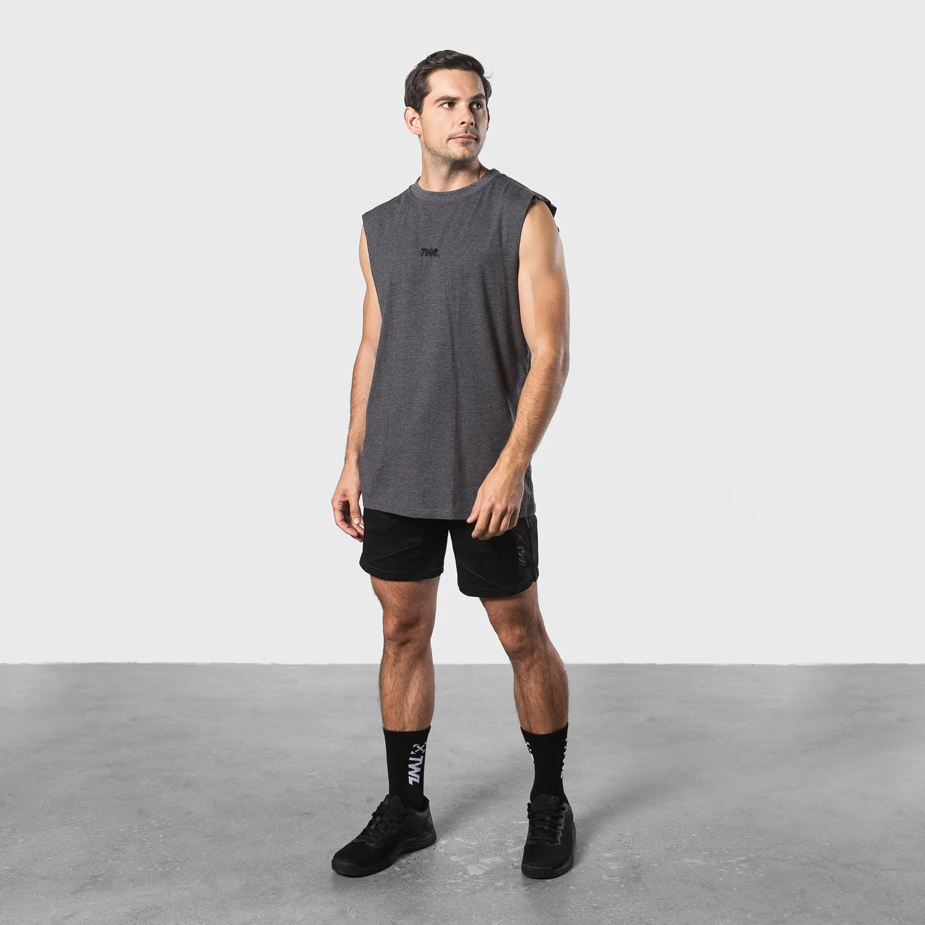 TWL - MEN'S OVERSIZED MUSCLE TANK - CHARCOAL MARL