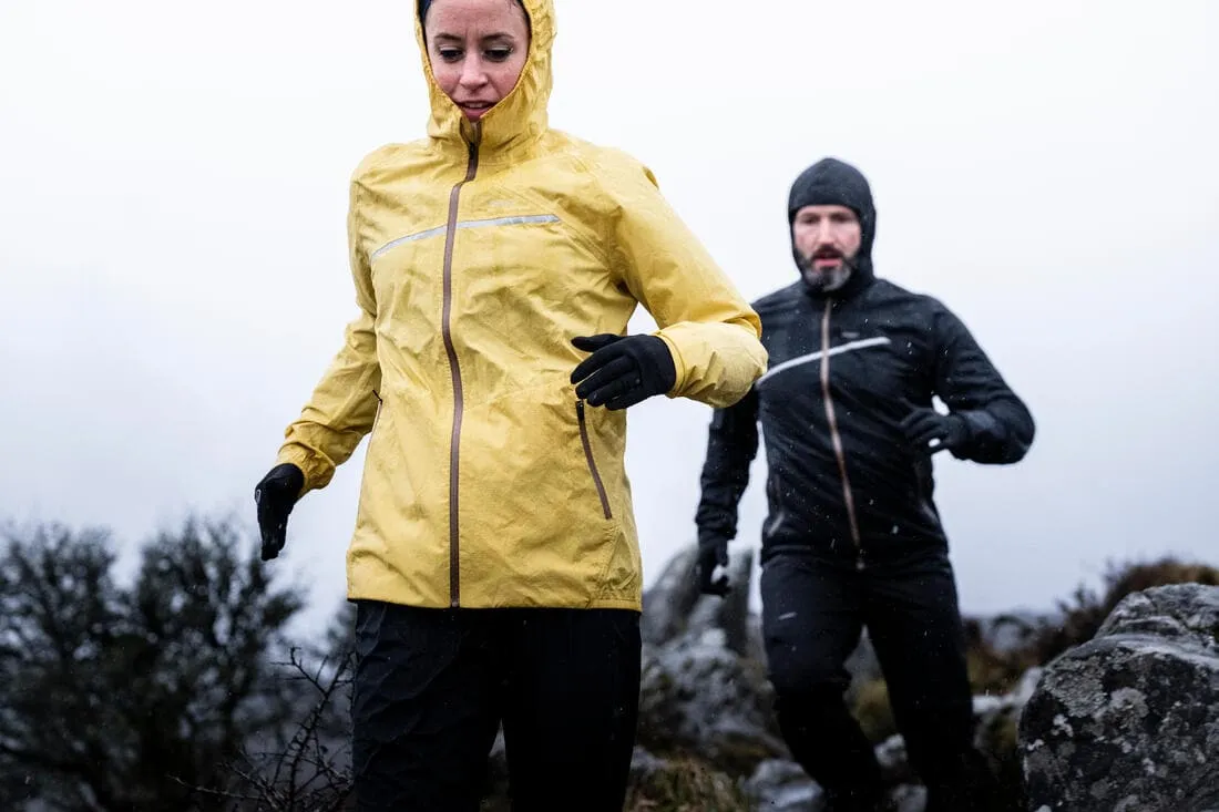 Veste imperméable de running & trail running Femme - KIPRUN Run 500 Rain Jaune