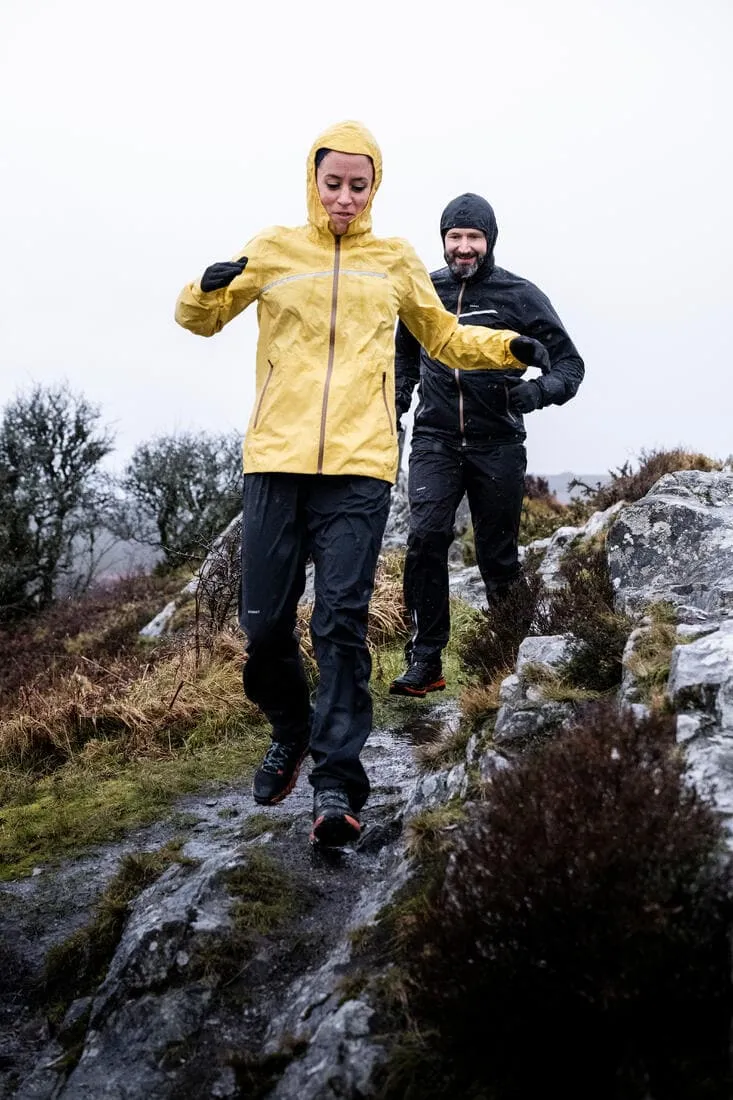 Veste imperméable de running & trail running Femme - KIPRUN Run 500 Rain Jaune