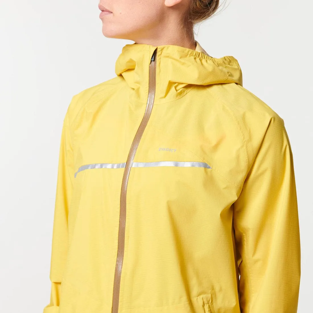 Veste imperméable de running & trail running Femme - KIPRUN Run 500 Rain Jaune
