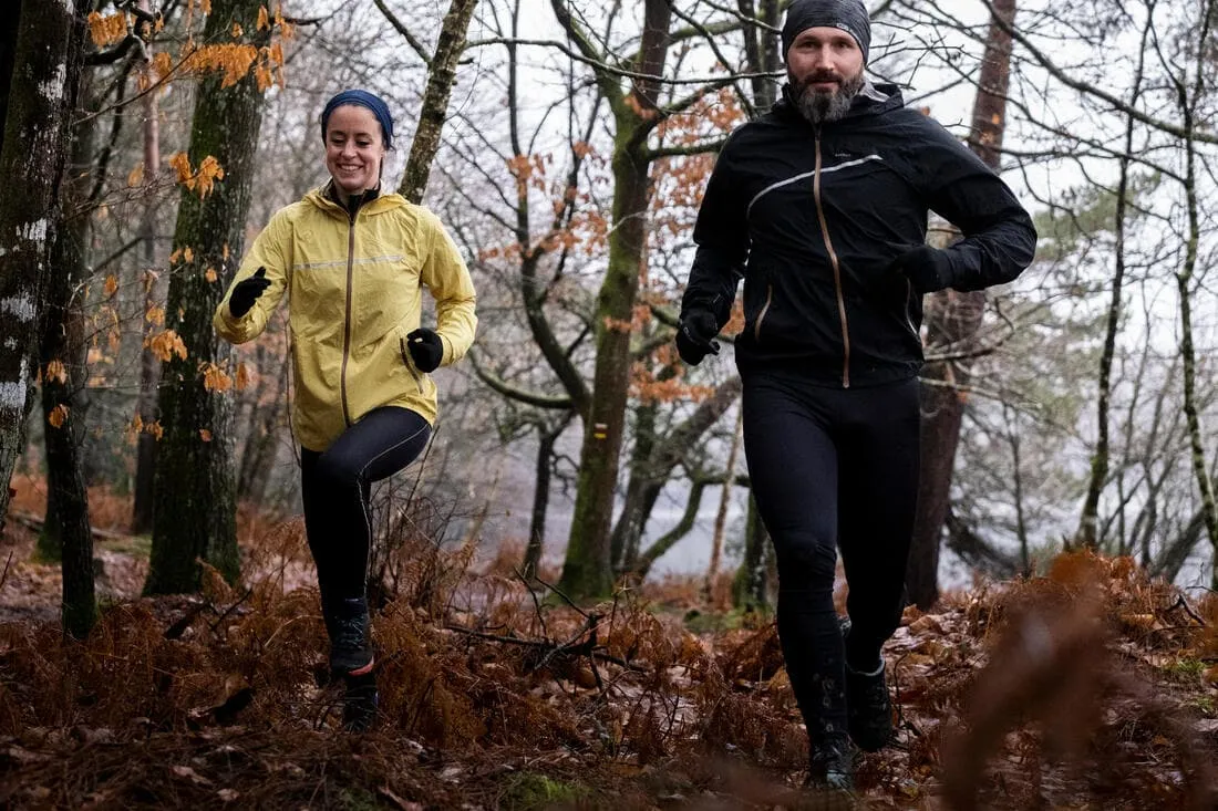Veste imperméable de running & trail running Femme - KIPRUN Run 500 Rain Jaune