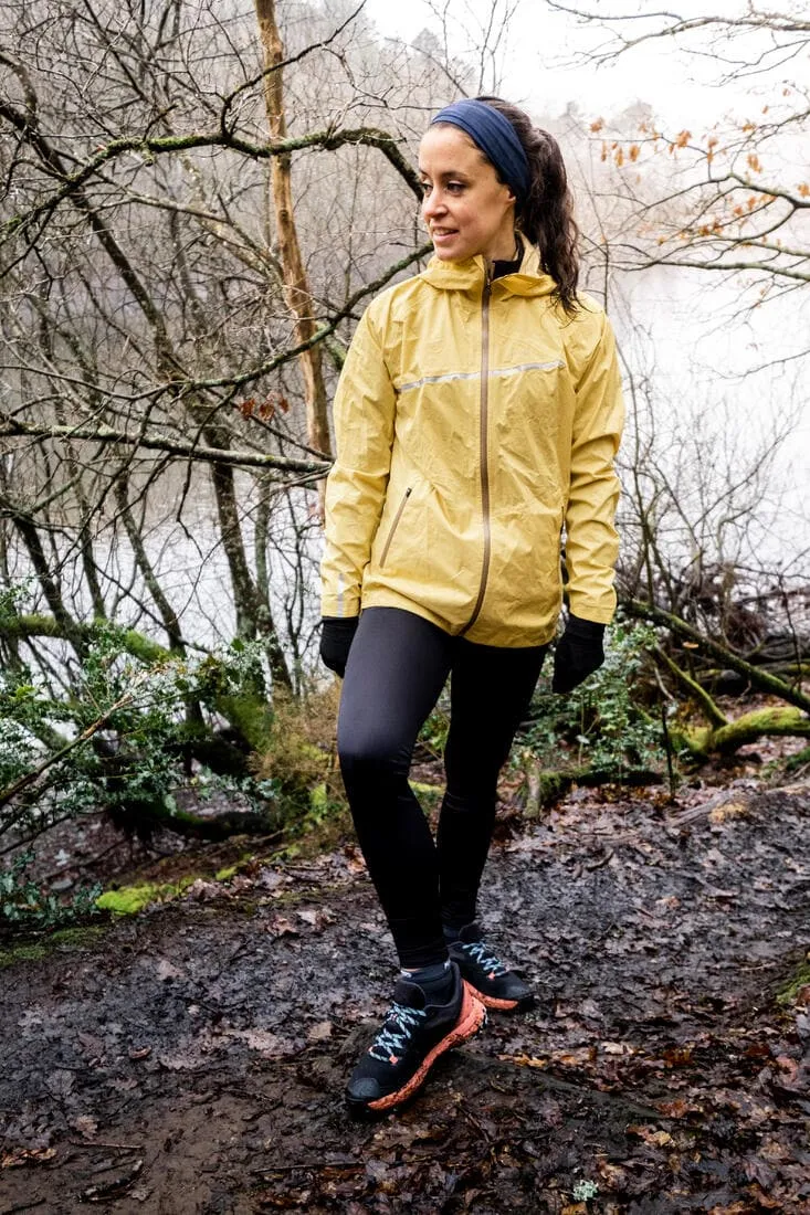 Veste imperméable de running & trail running Femme - KIPRUN Run 500 Rain Jaune