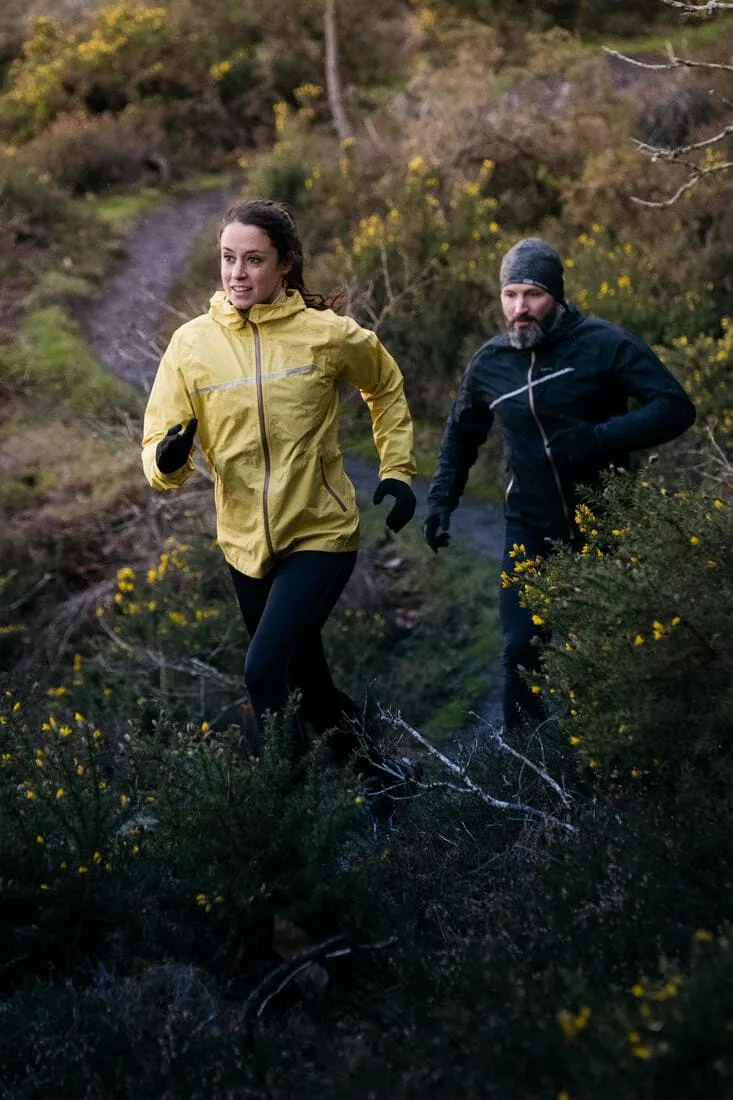 Veste imperméable de running & trail running Femme - KIPRUN Run 500 Rain Jaune