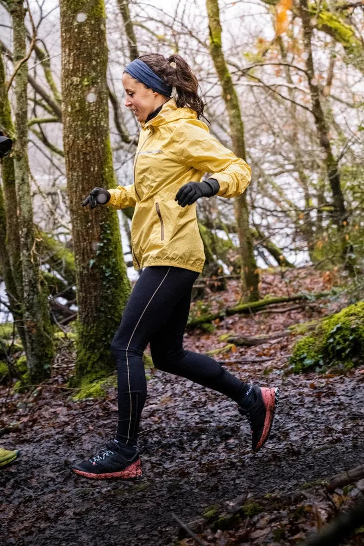 Veste imperméable de running & trail running Femme - KIPRUN Run 500 Rain Jaune