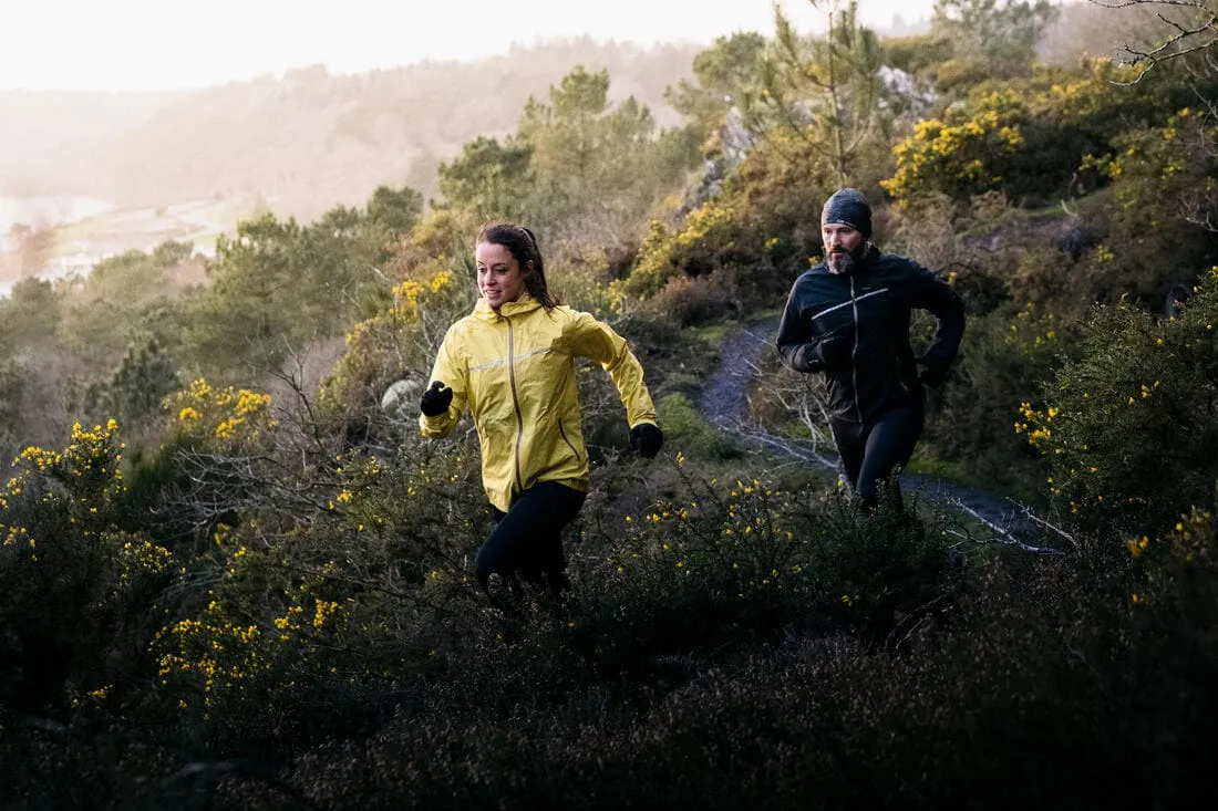 Veste imperméable de running & trail running Femme - KIPRUN Run 500 Rain Jaune