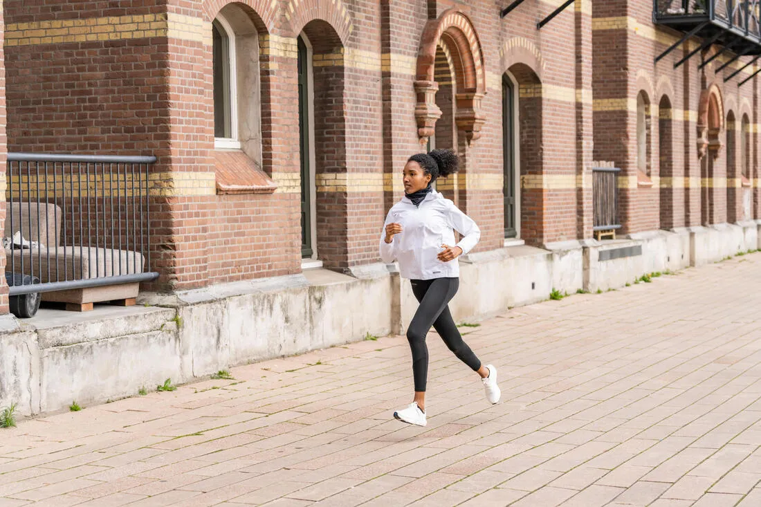Veste imperméable de running Femme - KIPRUN Run 100 Rain Blanche