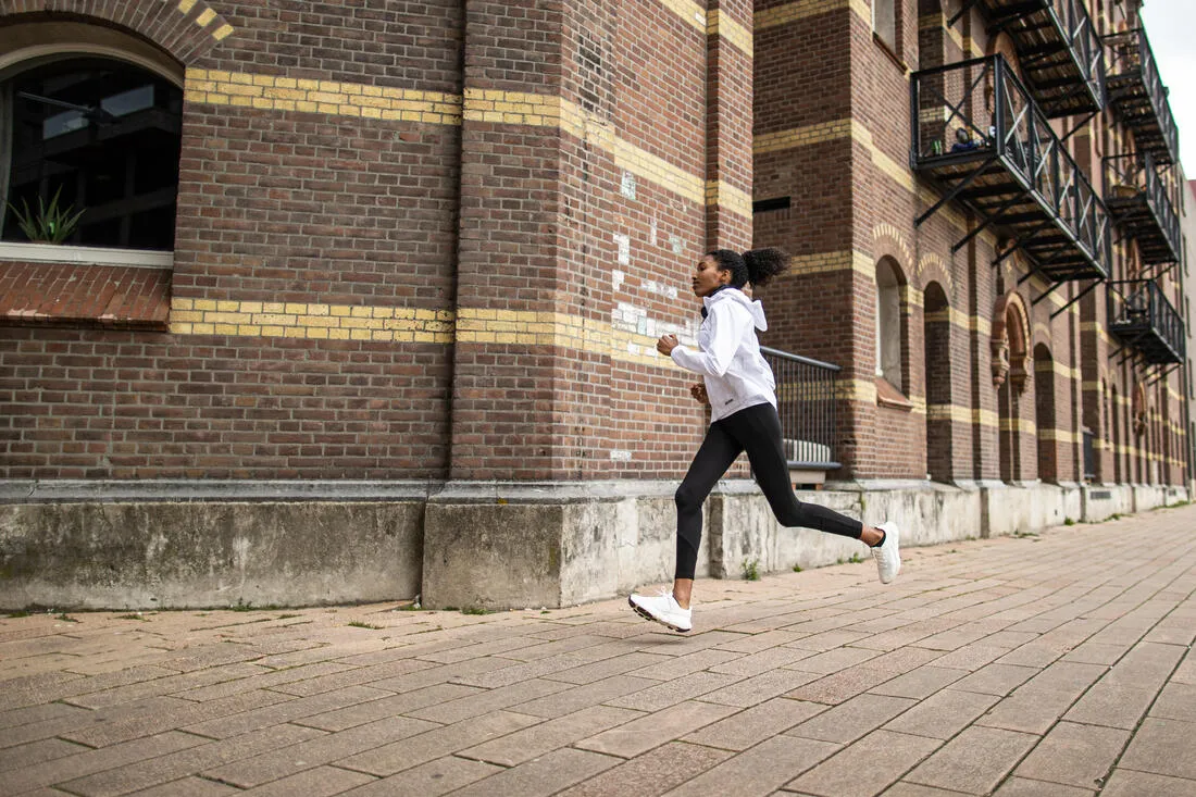Veste imperméable de running Femme - KIPRUN Run 100 Rain Blanche