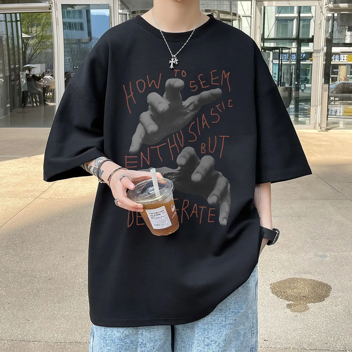 Vintage Street Letter Graphic T-shirt