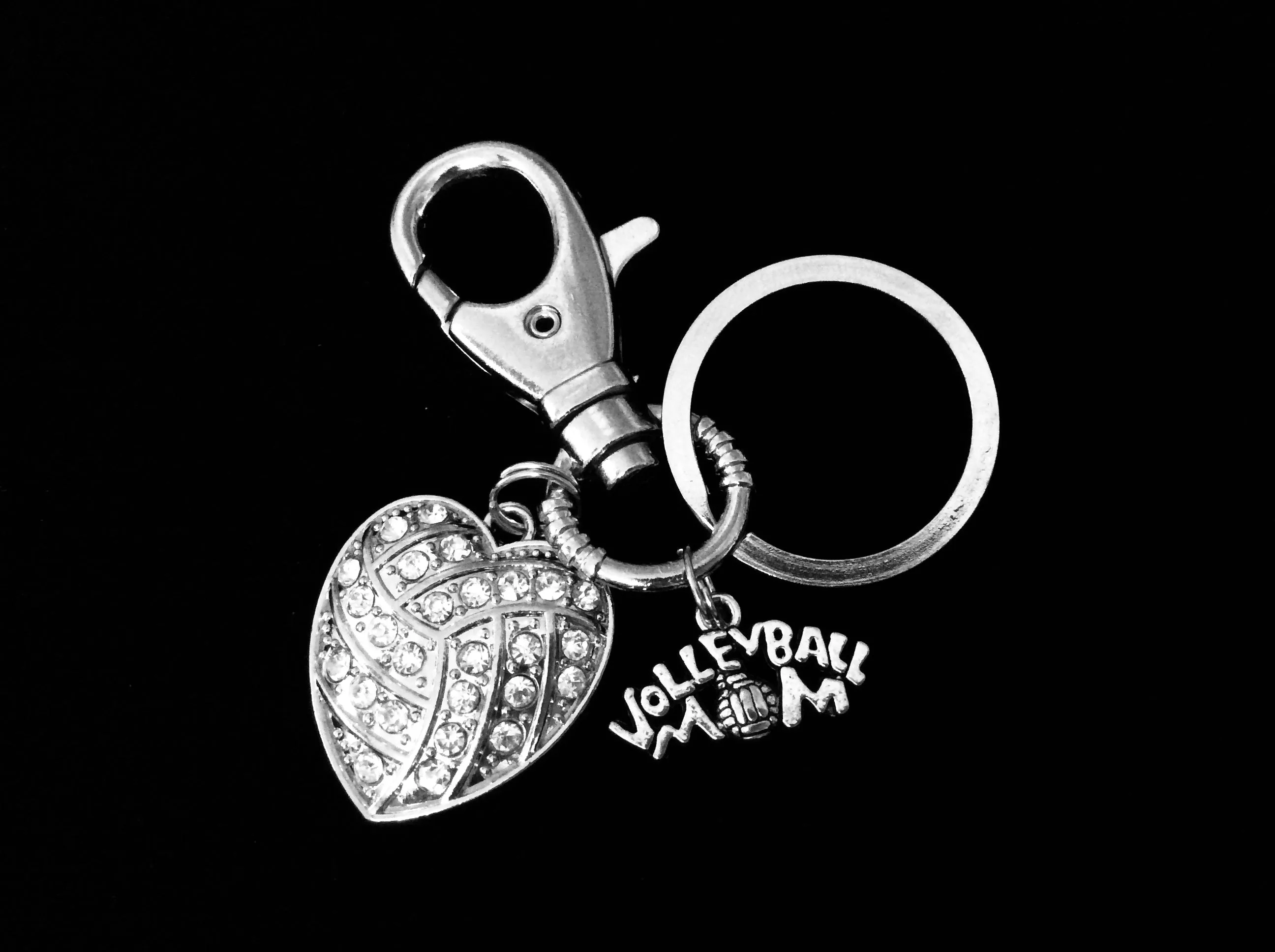 Volleyball Mom KeyChain Coach Gift Silver Key Ring Sports Team Gift