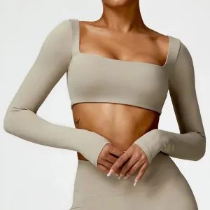 Winter Women's Yoga Long-Sleeved Fitness Top - Outdoor Running Brushed T-shirt