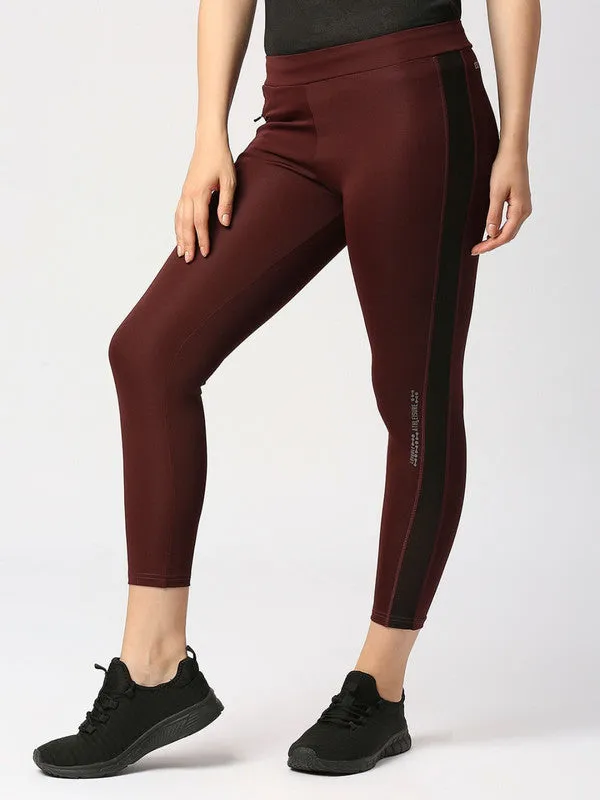 Women Wine Solid Tights - RAD INTENSE TRACK-WN