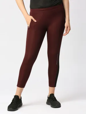 Women Wine Solid Tights - RAD INTENSE TRACK-WN