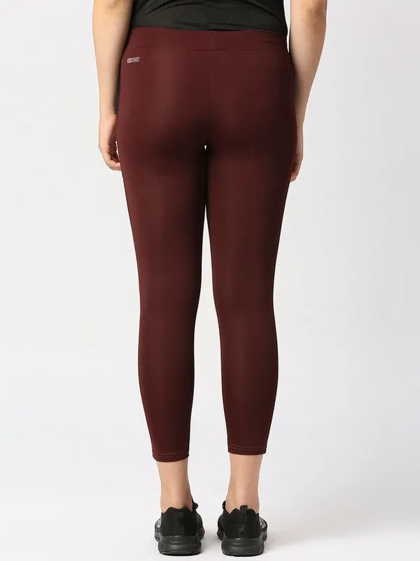 Women Wine Solid Tights - RAD INTENSE TRACK-WN