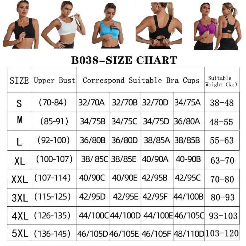 Women's Front Zipper Sports Bra - Solid Color Running Vest - Sexy Shockproof Fitness Underwear