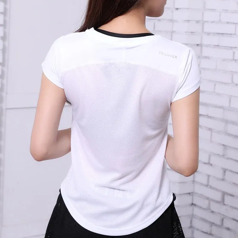 Women's Quick-Drying Round Neck Short-Sleeved Sports T-Shirt - Fitness Yoga Running Clothes