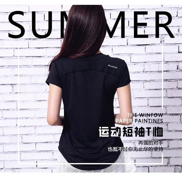 Women's Quick-Drying Round Neck Short-Sleeved Sports T-Shirt - Fitness Yoga Running Clothes