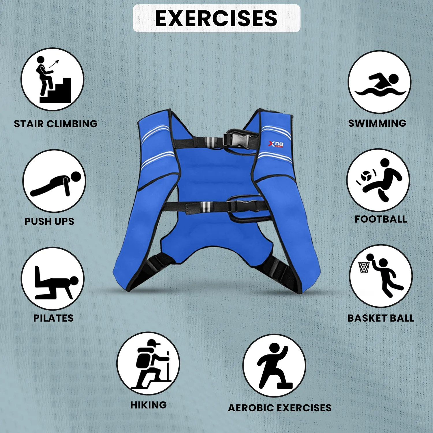 Xn8 Adjustable Weighted Vest 3.5 to 10kg