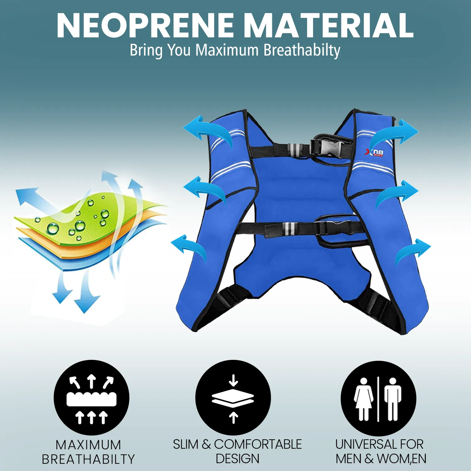 Xn8 Adjustable Weighted Vest 3.5 to 10kg