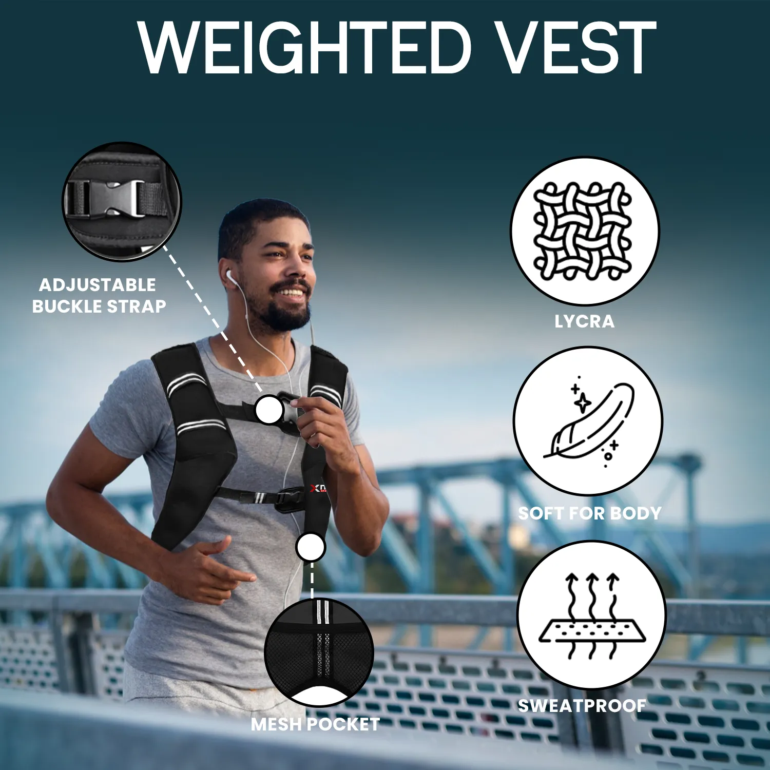 Xn8 Adjustable Weighted Vest 3.5 to 10kg