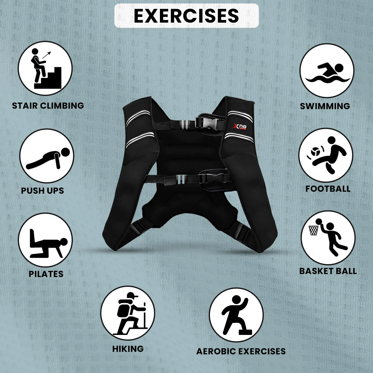 Xn8 Adjustable Weighted Vest 3.5 to 10kg
