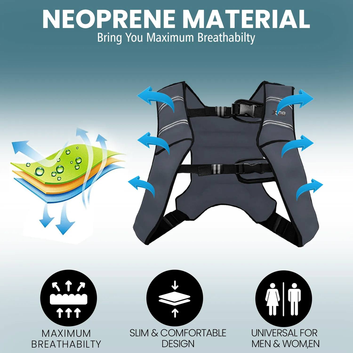 Xn8 Adjustable Weighted Vest 3.5 to 10kg