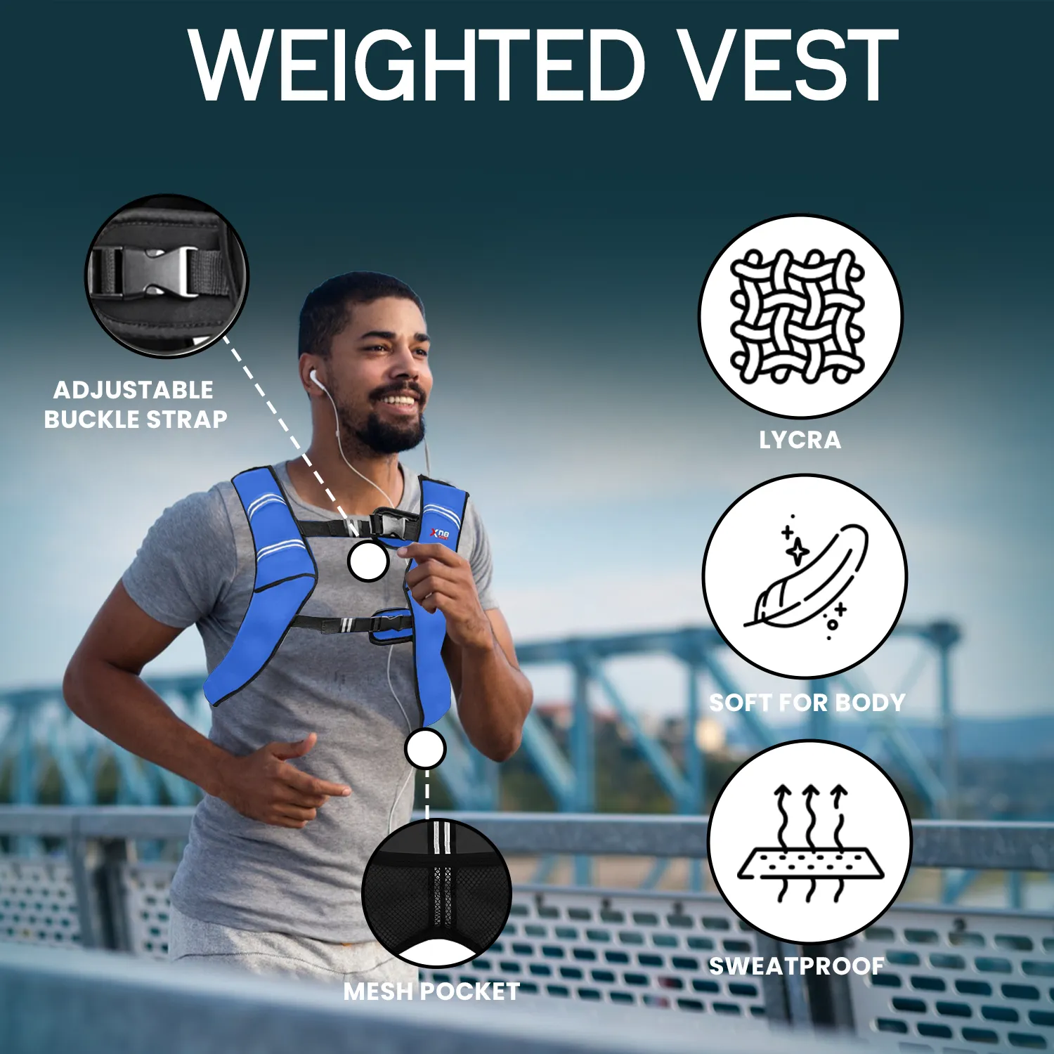 Xn8 Adjustable Weighted Vest 3.5 to 10kg