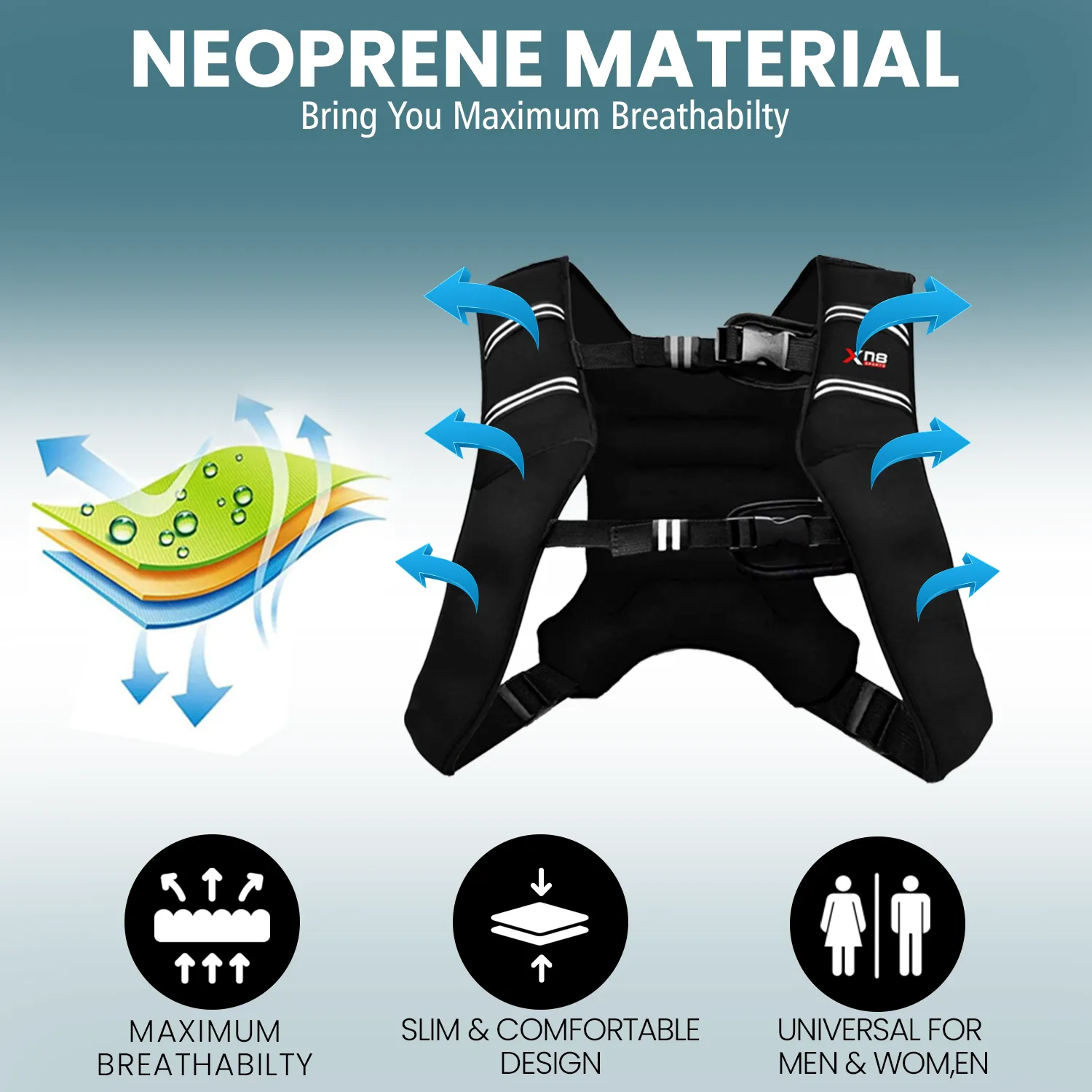 Xn8 Adjustable Weighted Vest 3.5 to 10kg
