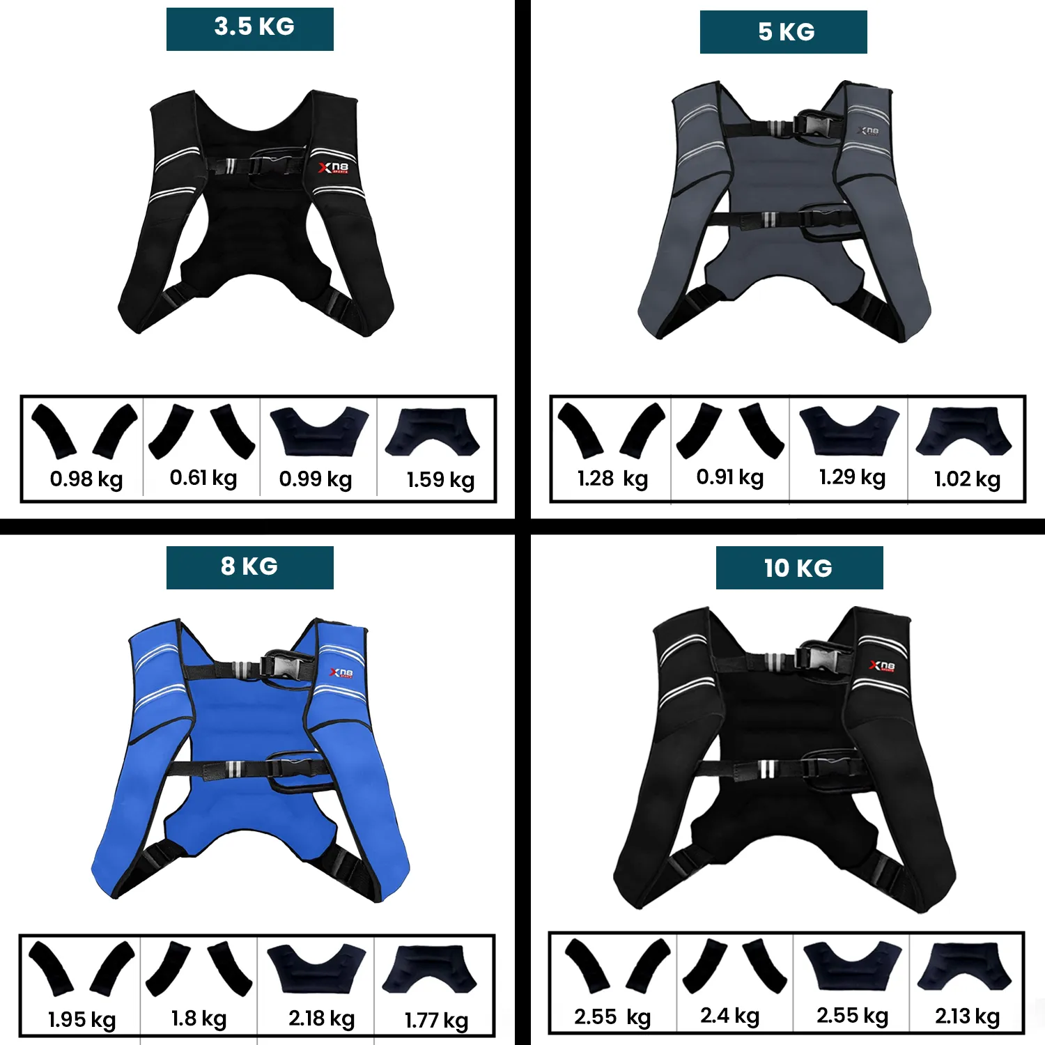Xn8 Adjustable Weighted Vest 3.5 to 10kg