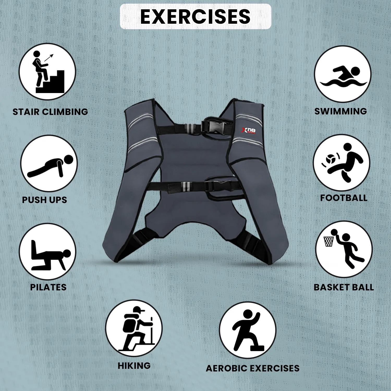 Xn8 Adjustable Weighted Vest 3.5 to 10kg