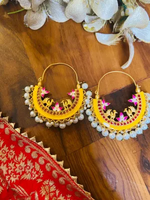 Yellow Meenakari Earrings