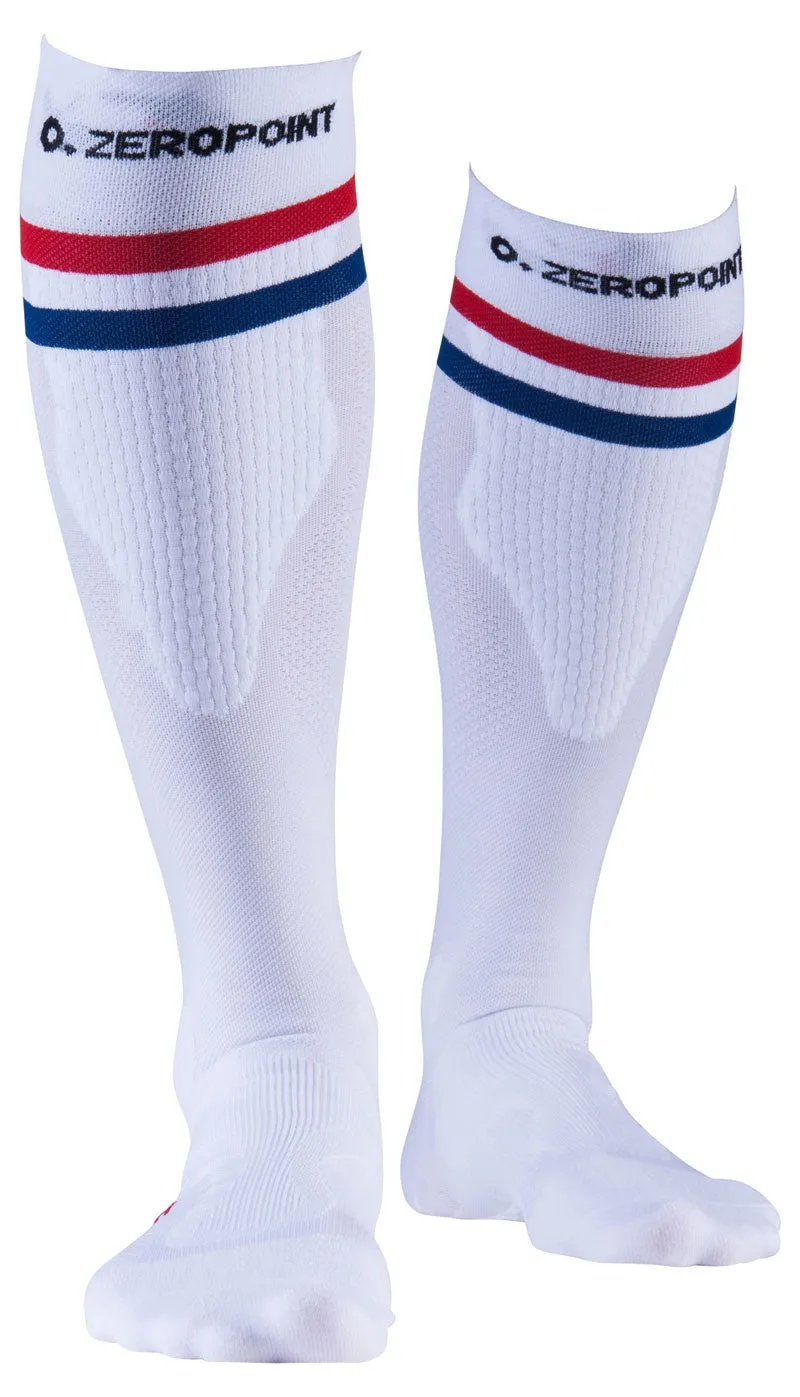 ZEROPOINT Compression Socks White 2 Stripes Mens